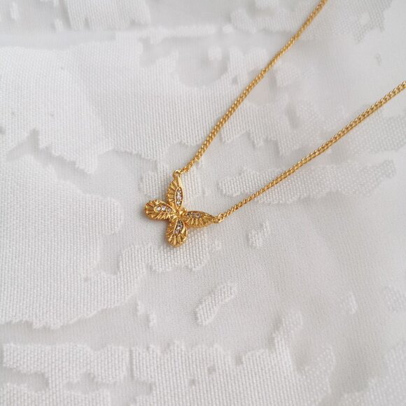 Julie Vos Butterfly Gift Gold Neckalce Clear Crystal - Picture 2 of 4